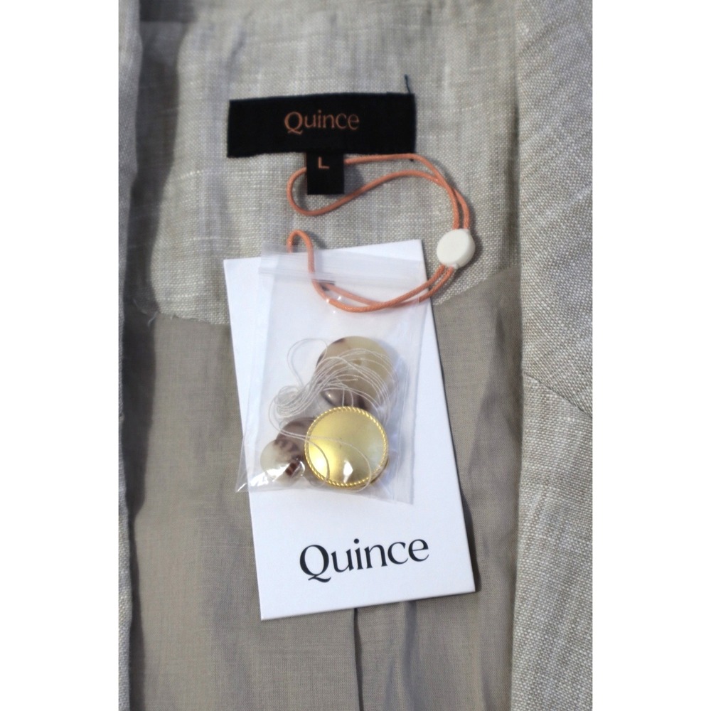 Quince Women Double Breasted Linen Blazer Beige Casual‎ Sport Jacket Sz L - Picture 5 of 7
